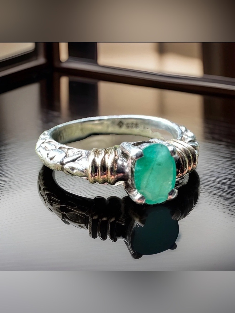 14k And Sterling Silver Emerald Service Merchandise Co. Ring Size 4.5